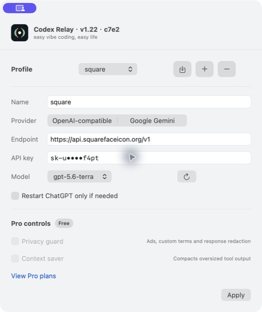 Codex Relay running on macOS